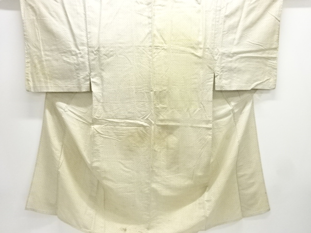 アンティーク　綿麻絣柄織出し単衣男物着物